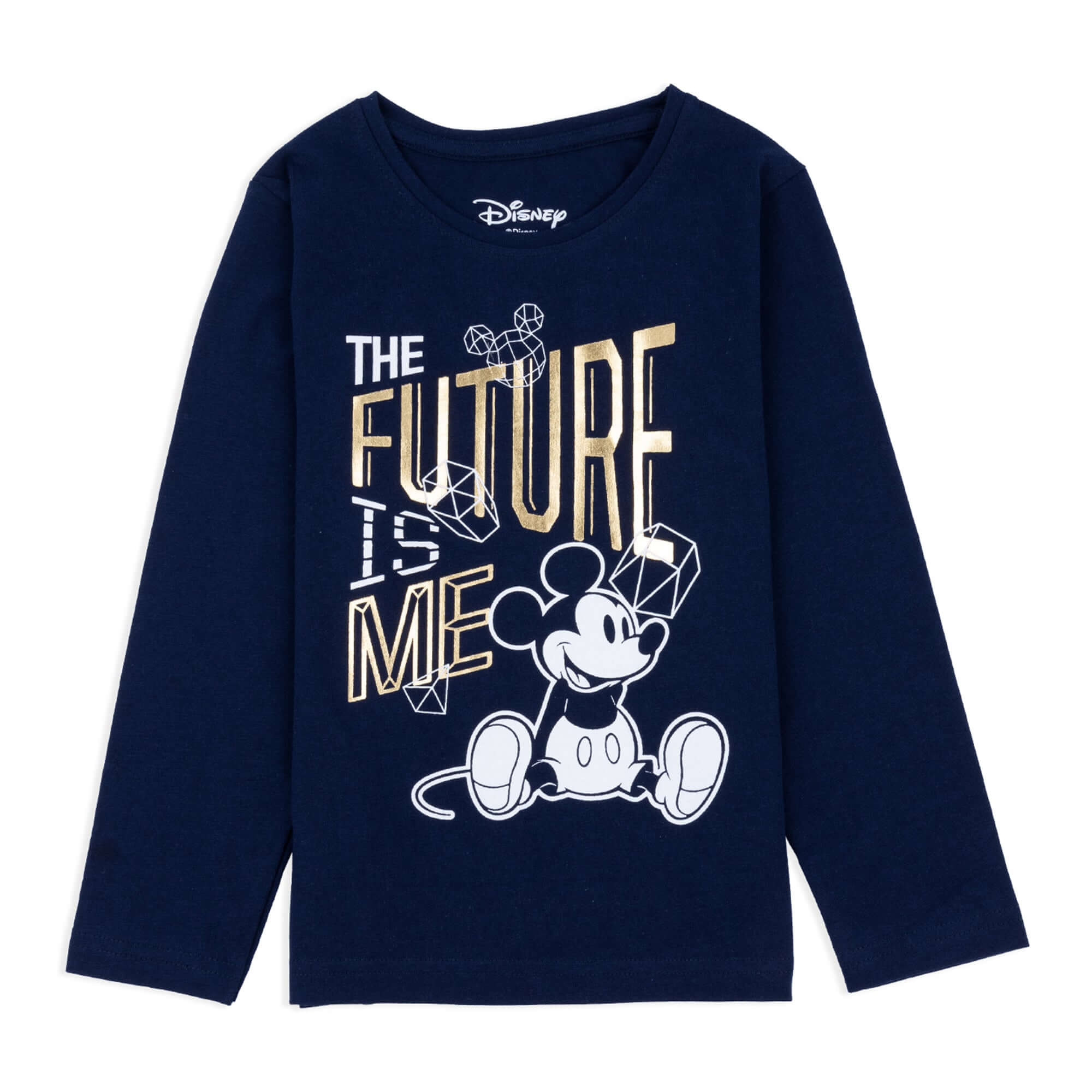 Disney Mickey Round Neck "The Future is Me" Matt Gold Foil Print Full Sleeve T-Shirt - Toys4All.in