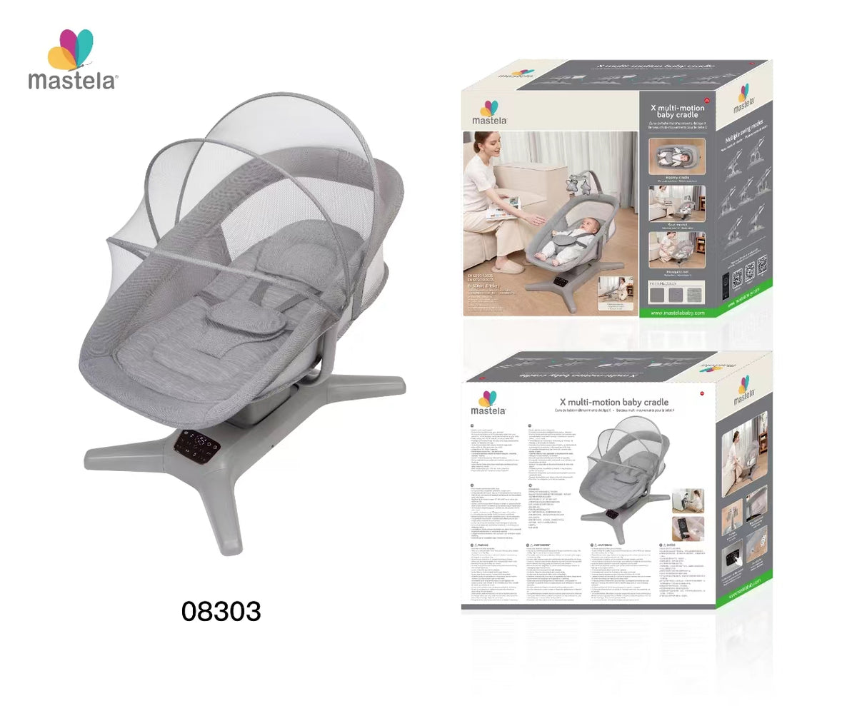 Mastela Swing X multi-motion baby cradle Lite Grey Birth to 36M - Open Box