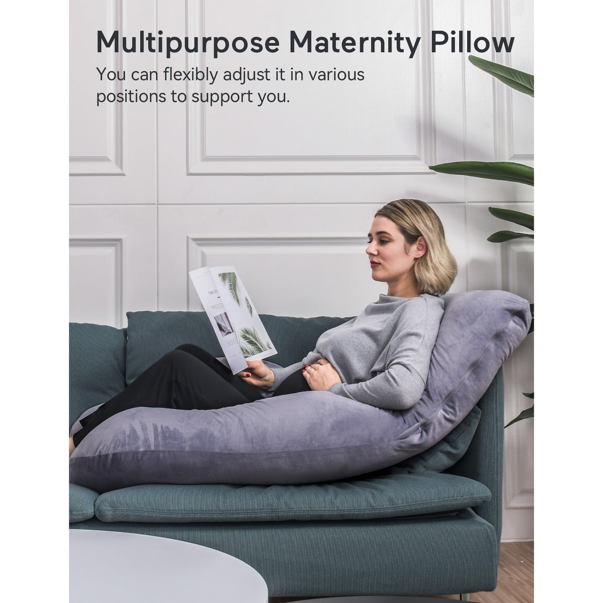 Momcozy Maternity Accessory G Shaped Pregnancy Pillow Grey