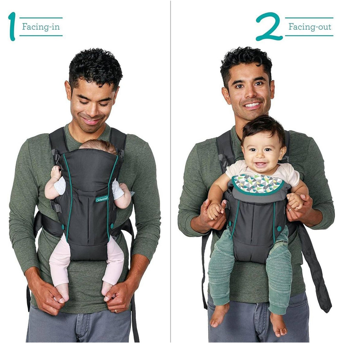 Infantino Swift Classic Carrier With Pocket - Grey - Birth to 12 Months Open Box