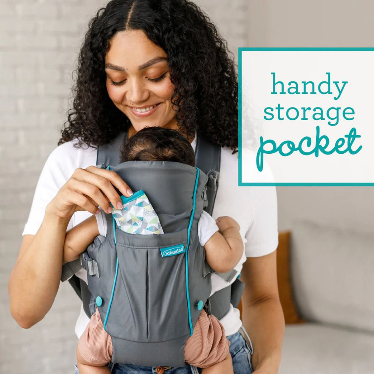 Infantino Swift Classic Carrier With Pocket - Grey - Birth to 12 Months Open Box