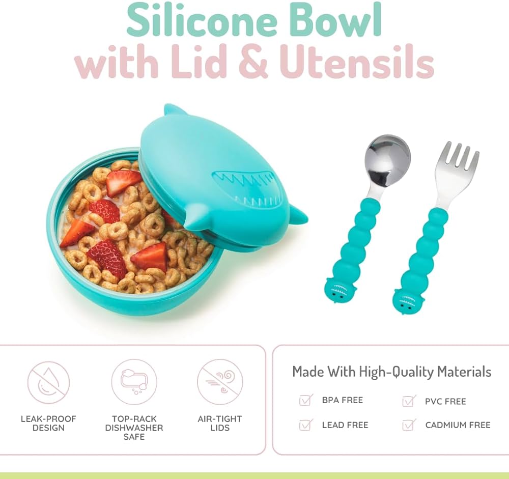 Melii Silicone Bowl with Lid &amp; Utensils - 12 to 36 Months