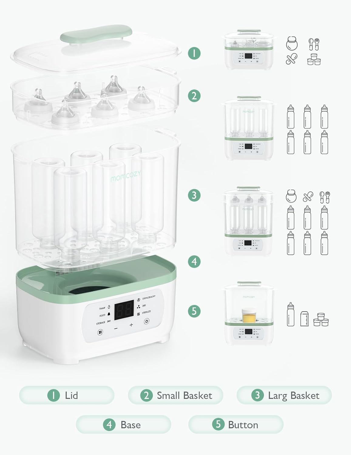 Momcozy Sterilizers &amp; Warmer 8 in 1 Sterilizer and Dryer White