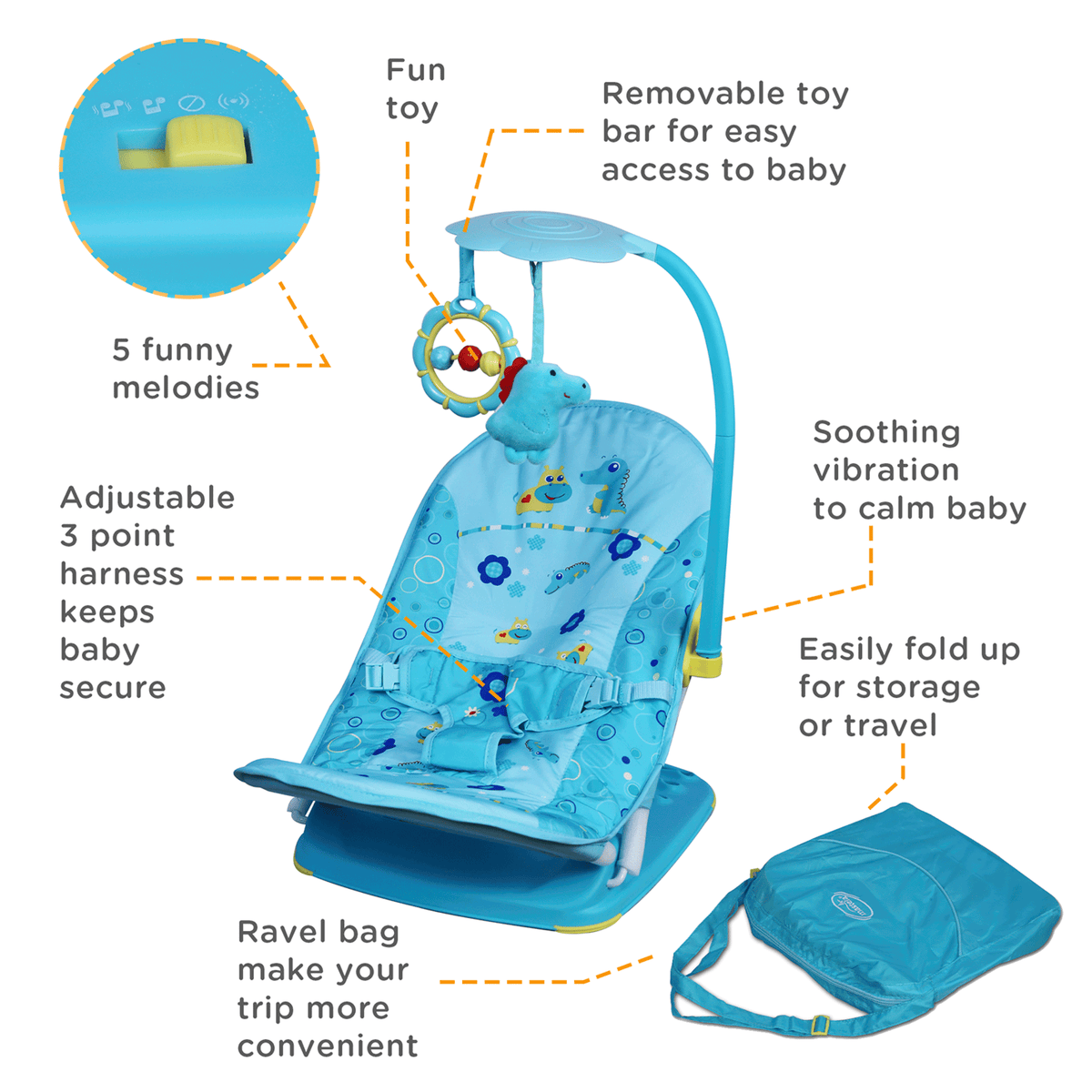 Mastela Fold Up Infant Seat - Birth+ 6 M