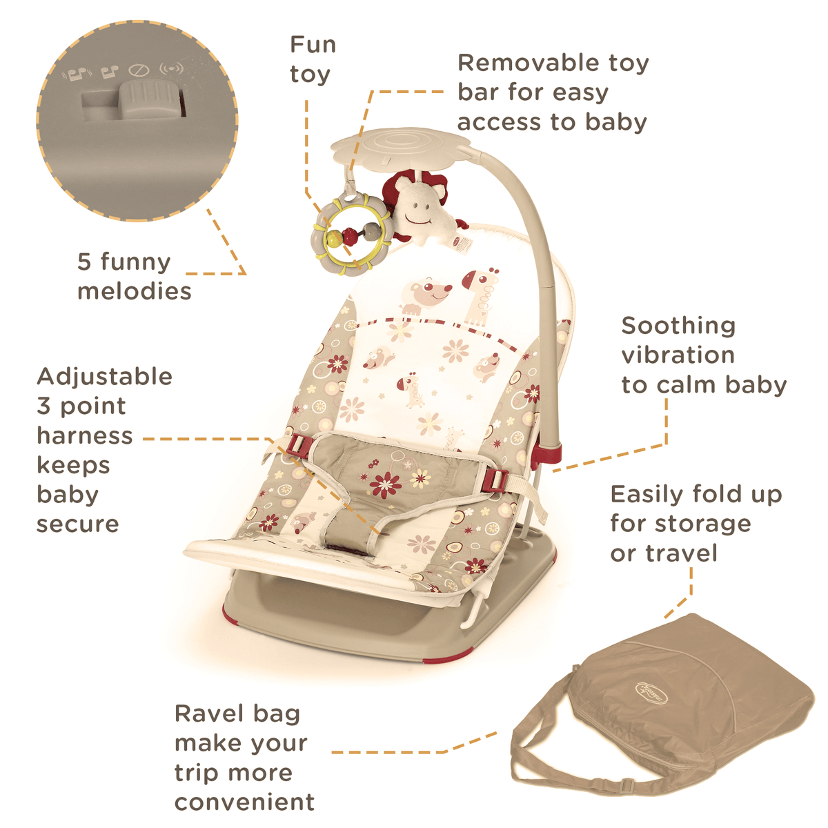 Mastela Fold Up Infant Seat - Birth+ 6 M