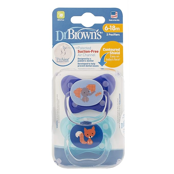 Dr. Brown&#39;s Pacifier Prevent Butterfly Soother - Stage 1 Pink (Pack of 2) (Birth to 6 Months)