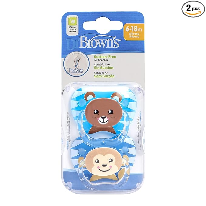 Dr. Brown&#39;s Pacifier Prevent Butterfly Soother - Stage 2 Blue (Pack of 2) (6 to 18 Months)
