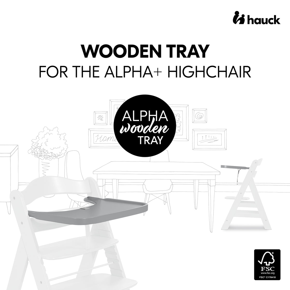 Hauck Alpha Wooden Tray T&amp;G Accessories 6M to 36M