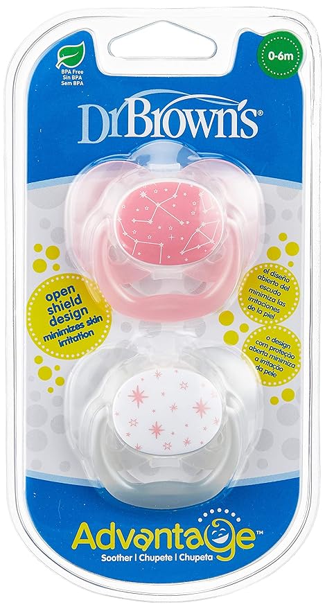 Dr. Brown&#39;s Advantage Pacifiers Stage 1 Pack of 2 (Birth to 6 Months) - Open Box