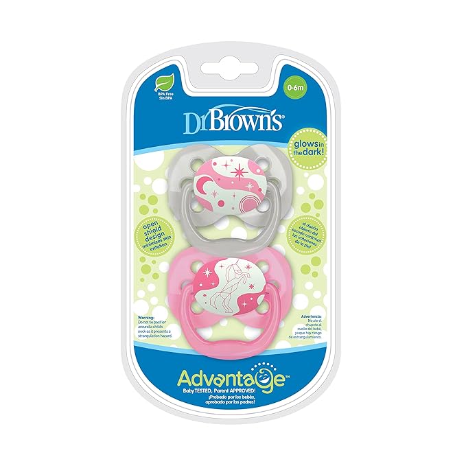 Dr. Brown&#39;s Advantage Pacifiers Stage 1 Pack of 2 (Birth to 6 Months) - Open Box