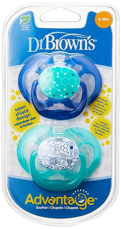 Dr. Brown&#39;s Advantage Pacifiers Stage 2 Pack of 2 (6 to 12 Months) - Open Box