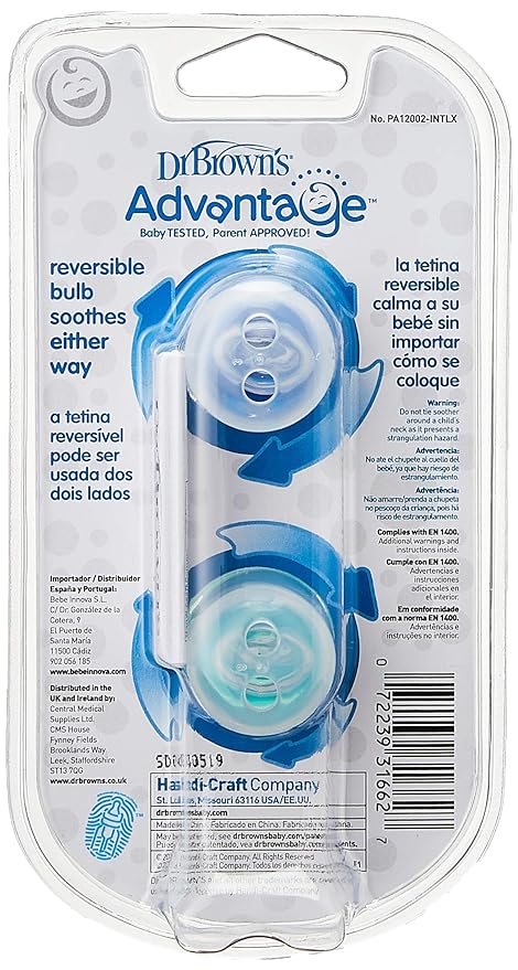 Dr. Brown&#39;s Advantage Pacifiers Stage 2 Pack of 2 (6 to 12 Months) - Open Box