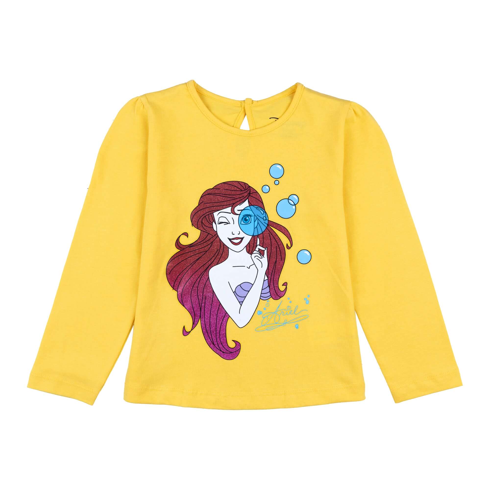 Disney Mermaid Full Sleeve T-Shirt Glitter Print With Back Keyhole - Toys4All.in