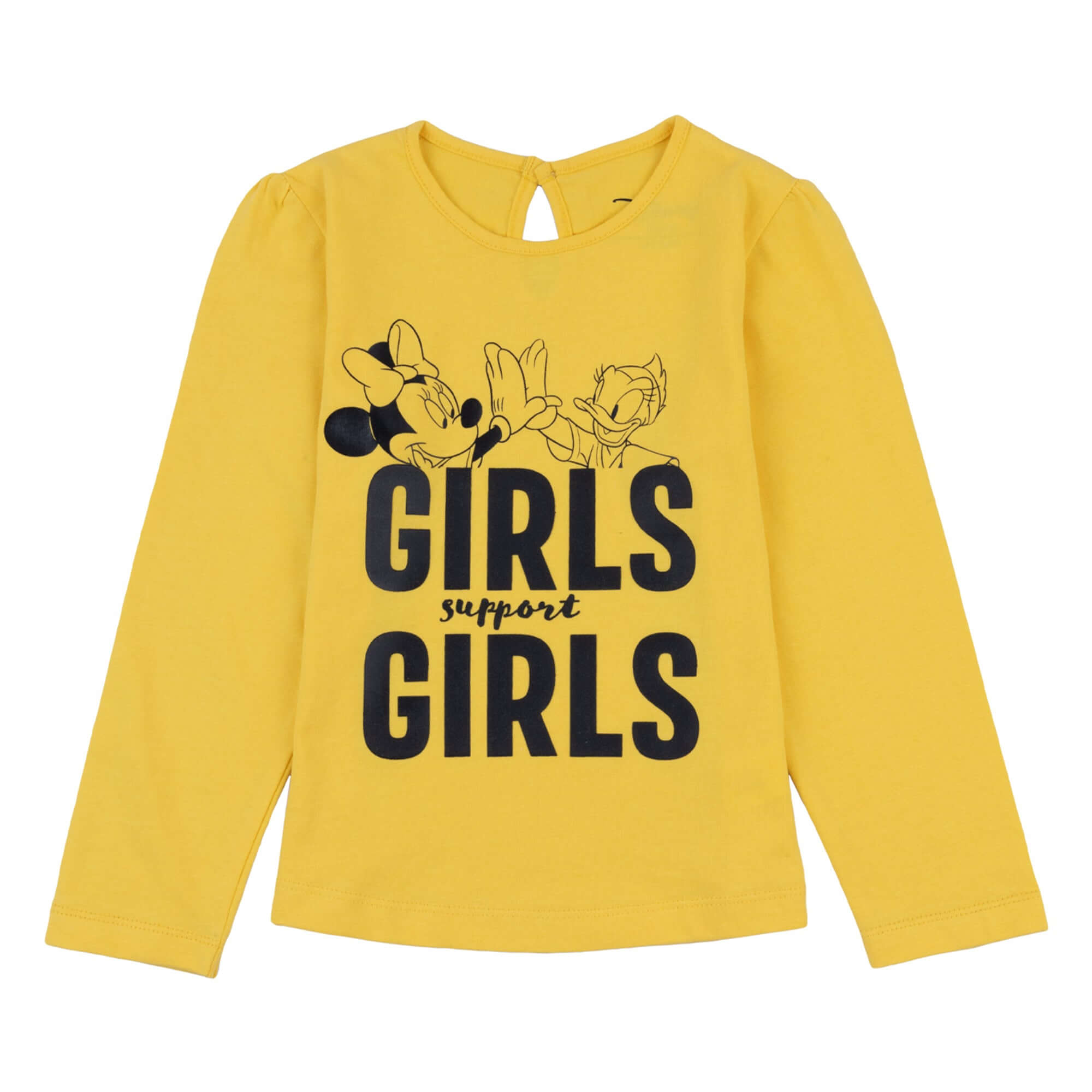 Disney Minnie Round Neck "Girls support Girls" Puff Print Full Sleeve T-Shirt With Back Keyhole - Toys4All.in