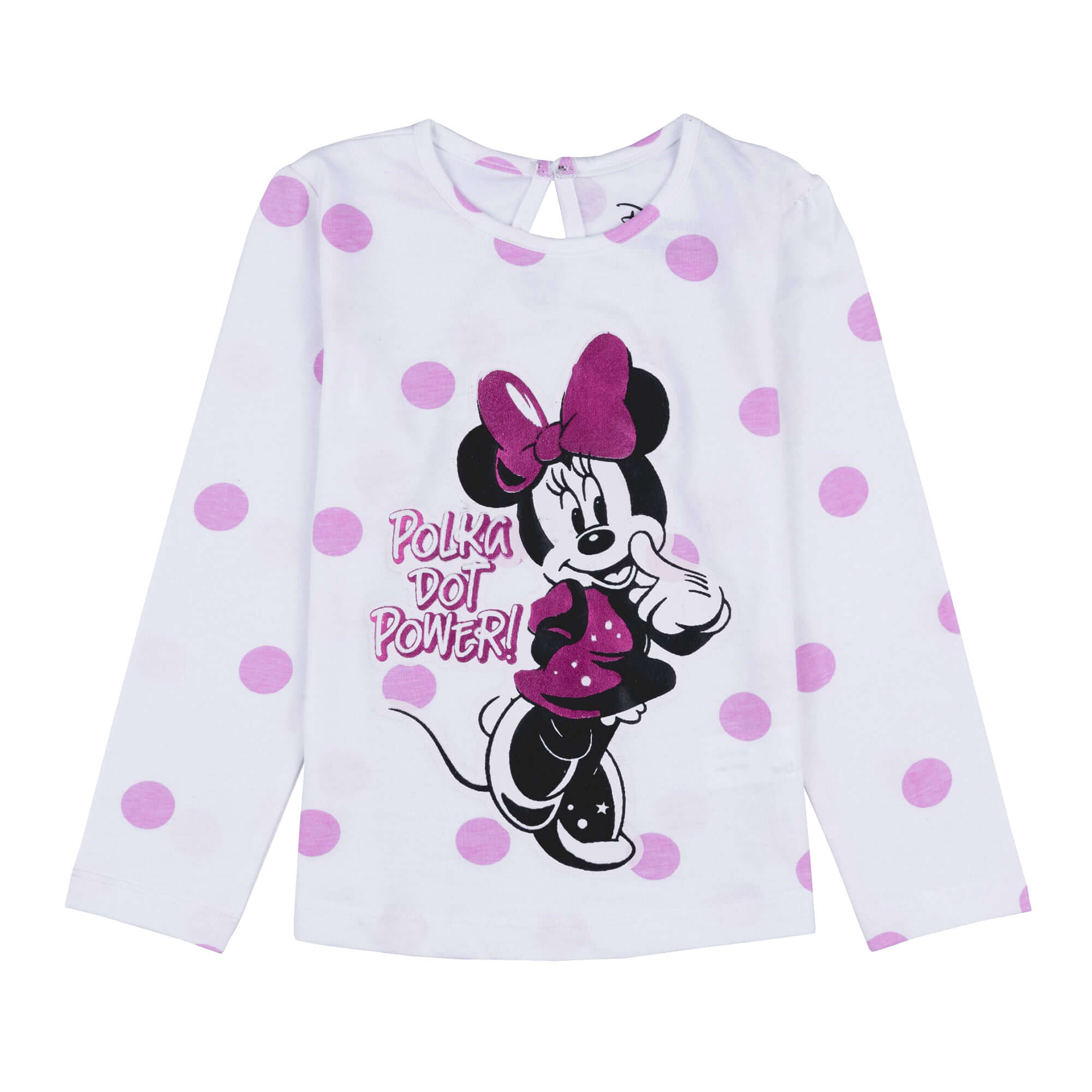Disney Minnie Round Neck "Polka Dot Power" Foil Print With Back Keyhole - Toys4All.in