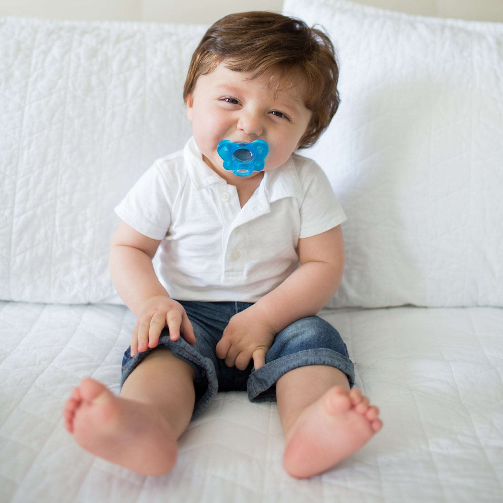 Dr. Brown Happy Paci Silicone One-Piece Blue Soother || Birth+ to 6months - Toys4All.in