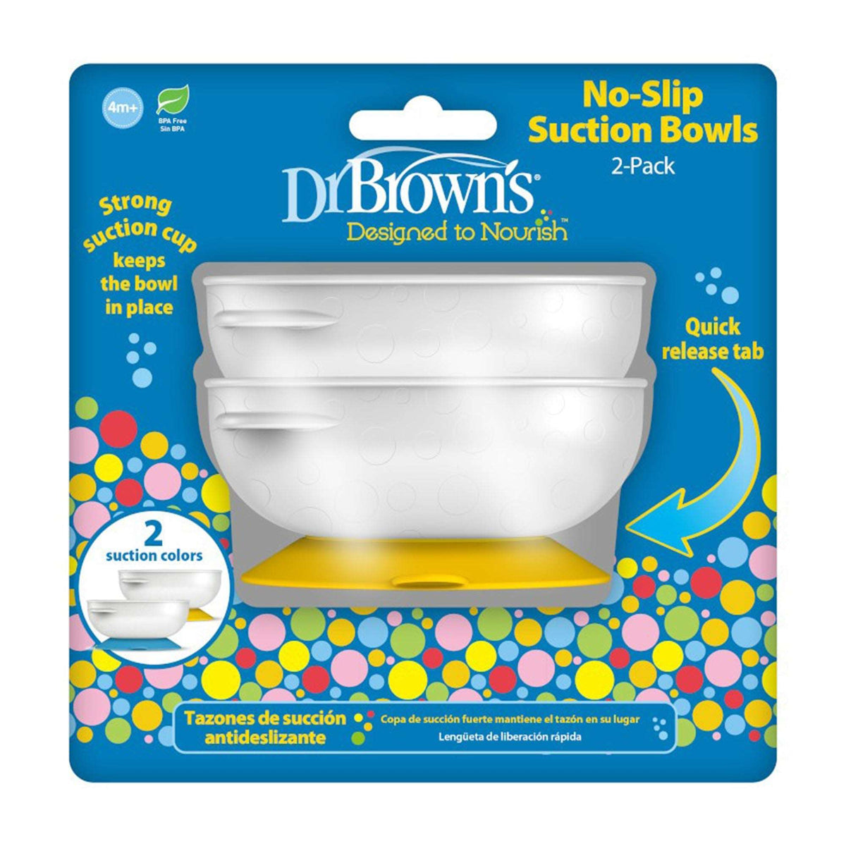 Dr. Brown No-Slip Suction Bowls || Pack of 2 || Color-Blue &amp; Yellow || Used for 4months to 24months - Toys4All.in