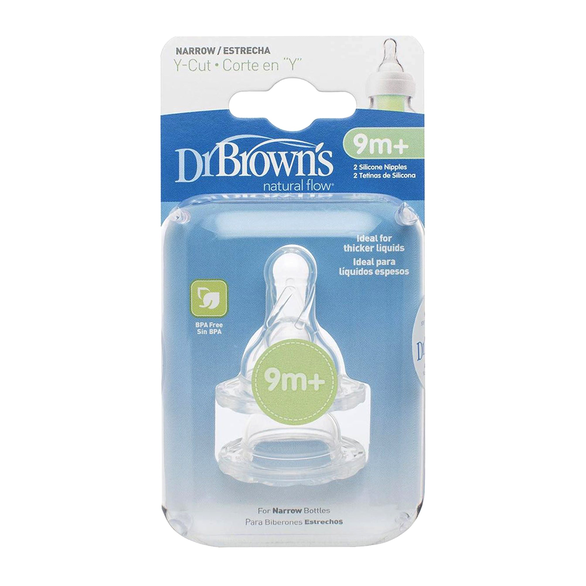 Dr. Brown Y-Cut Silicone Narrow Nipple, 2-Pack - Toys4All.in
