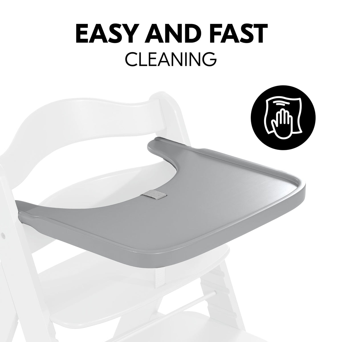 Hauck Alpha Wooden Tray | Fashion Grey | Used for 6M to 36M - Toys4All.in