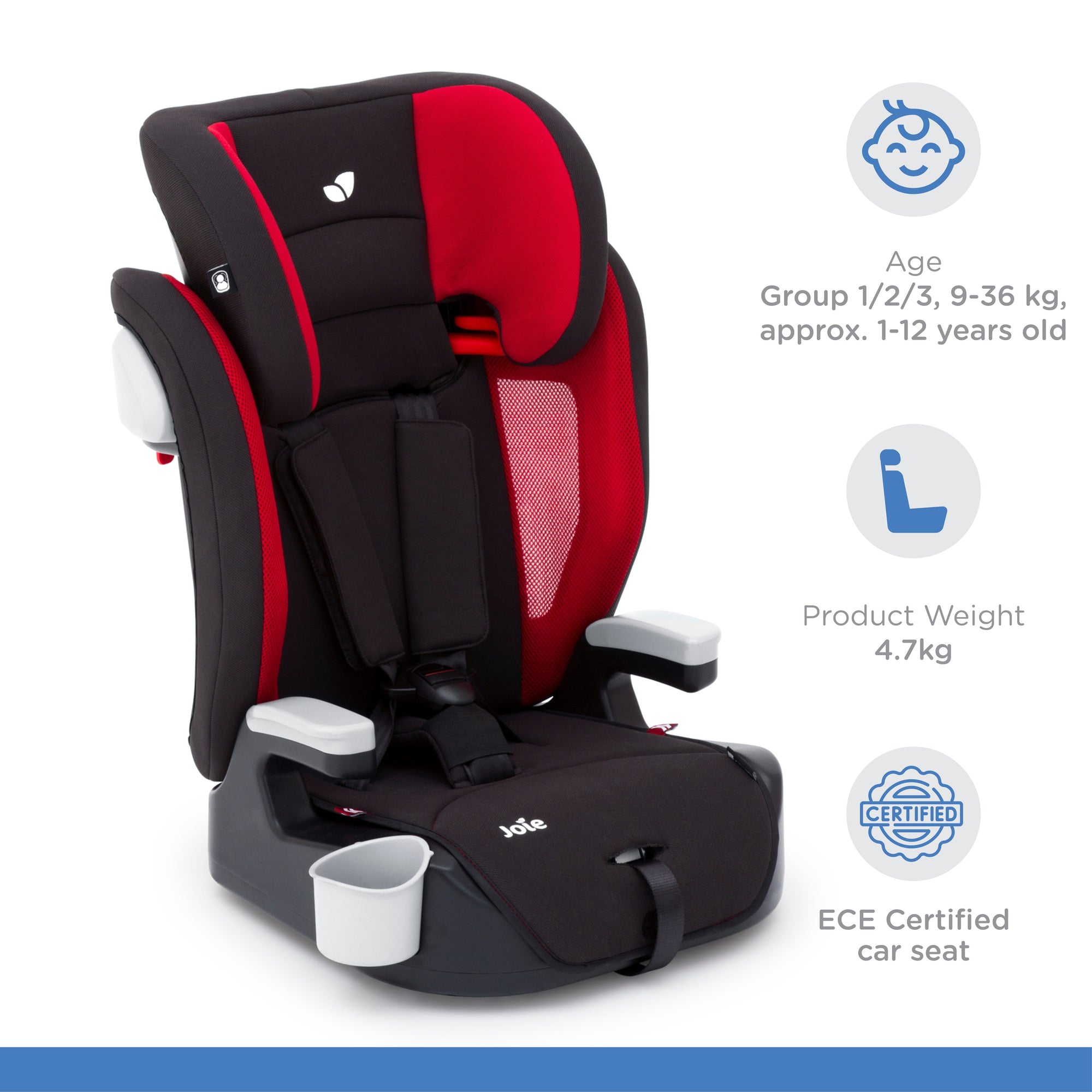 Joie Alevate Car Seat || Fashion - Rio Red || 9years to 12years - Toys4All.in
