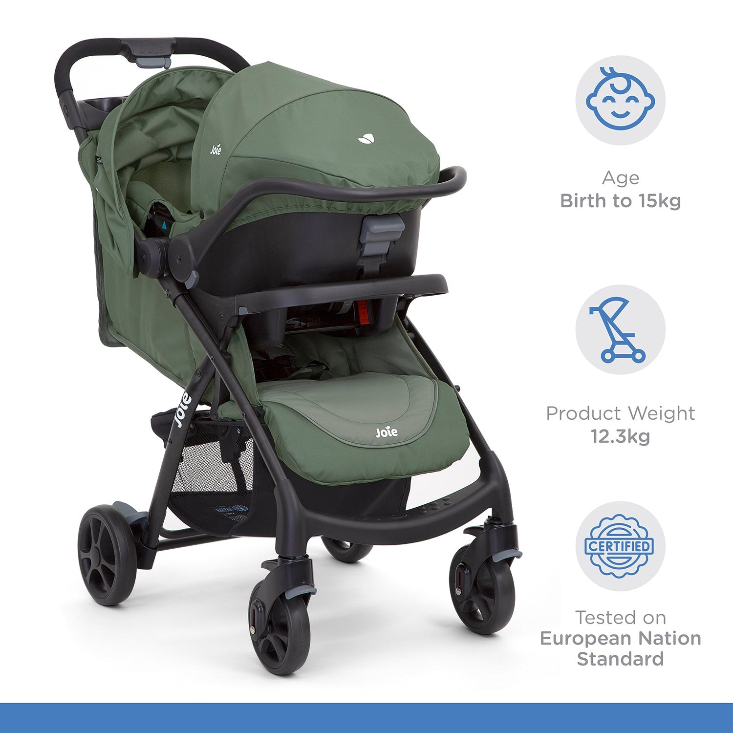 Joie Muze Lx Travel System with Juva || Fashion-Laurel || Birth+ to 36months - Toys4All.in