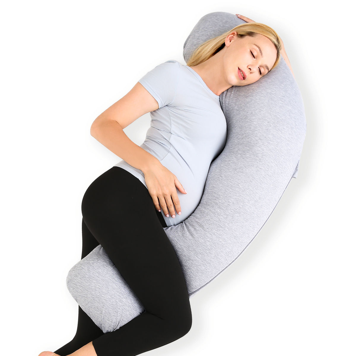 Momcozy Maternity Accessory J Shaped Maternity Body Pillow Grey