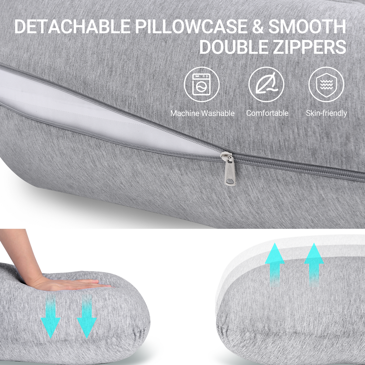 Momcozy Maternity Accessory J Shaped Maternity Body Pillow Grey