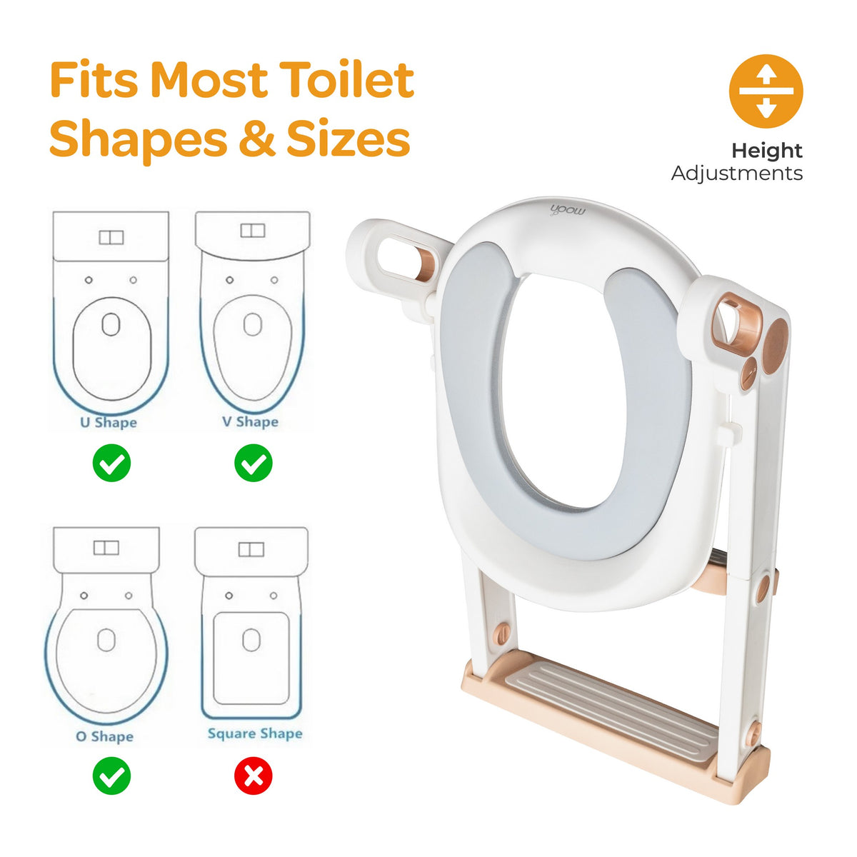 Moon Step Stool Potty Trainer Seat Potty Training White and gold 18 to 36 Months