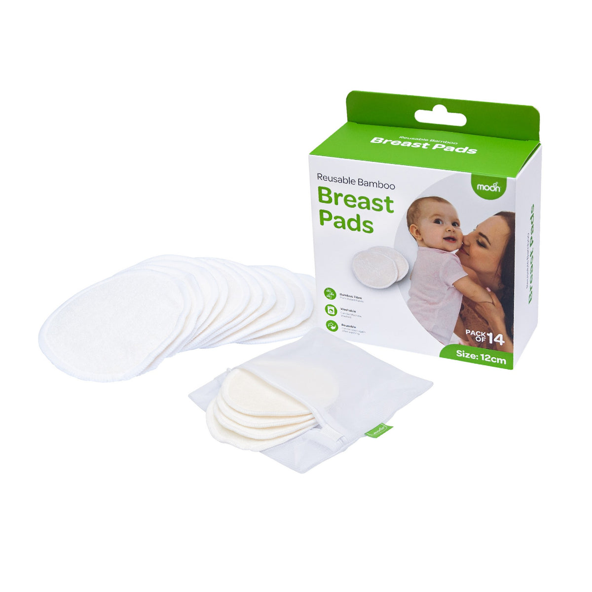 Moon Reusable Breast Pads Maternity Accessories White Adult - Open Box