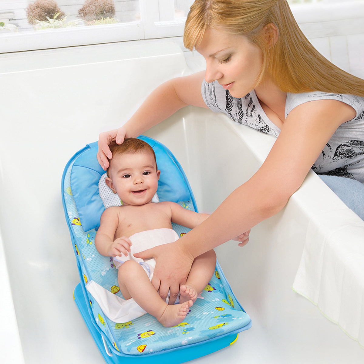 Mastela Deluxe Baby Bather || Fashion-Blue || Birth+ to 12months - Toys4All.in