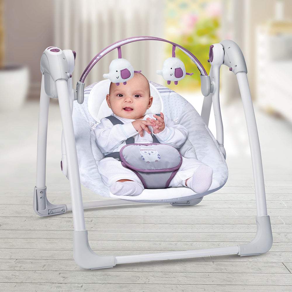Mastela Deluxe Portable Swing || Fashion-Grey || Birth+ to 24months - Toys4All.in