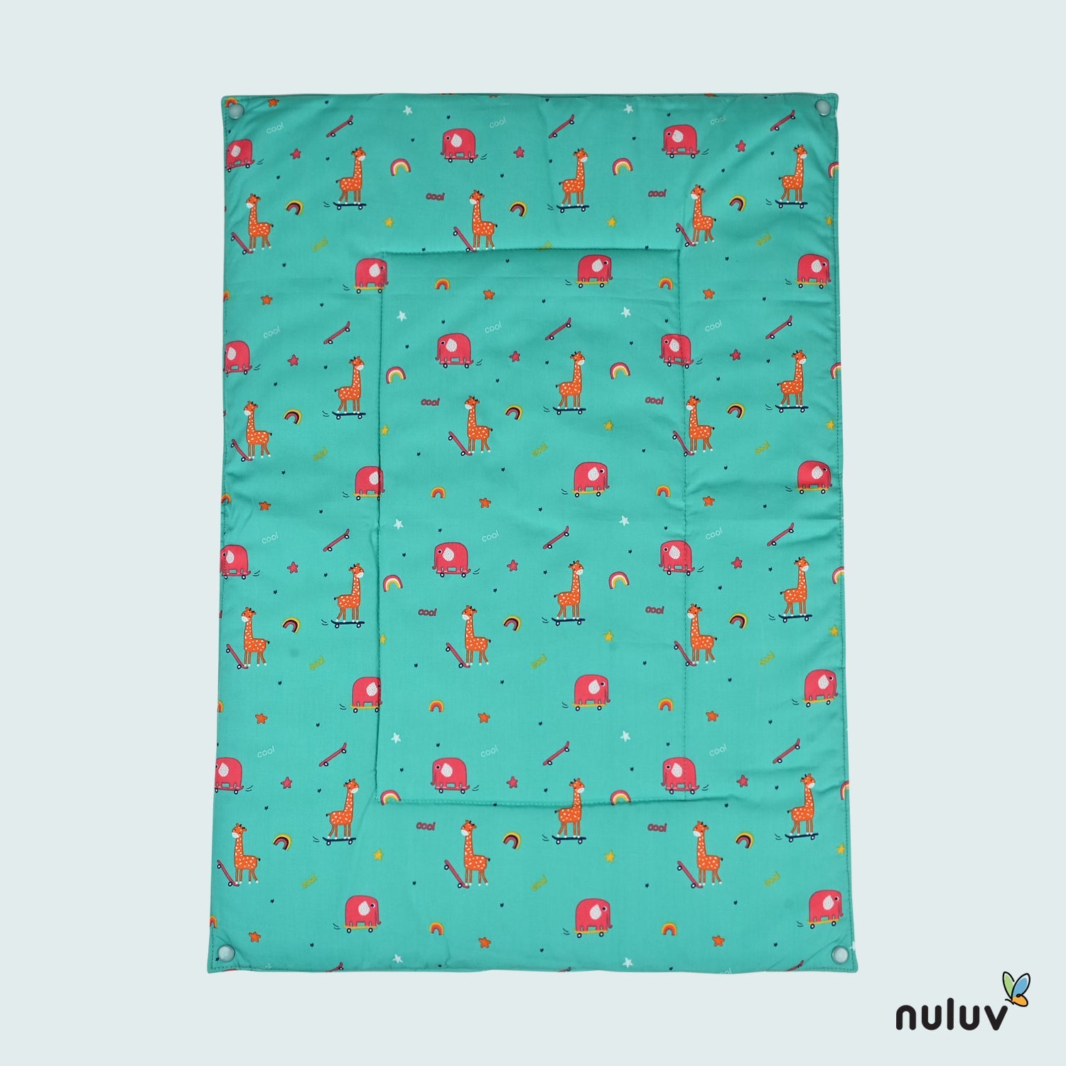 Nuluv Lt Green Diaper Changing Mat (plastic base with 3 diaper mats) 100 % Organic Cotton with Antimicrobial Finish - Toys4All.in