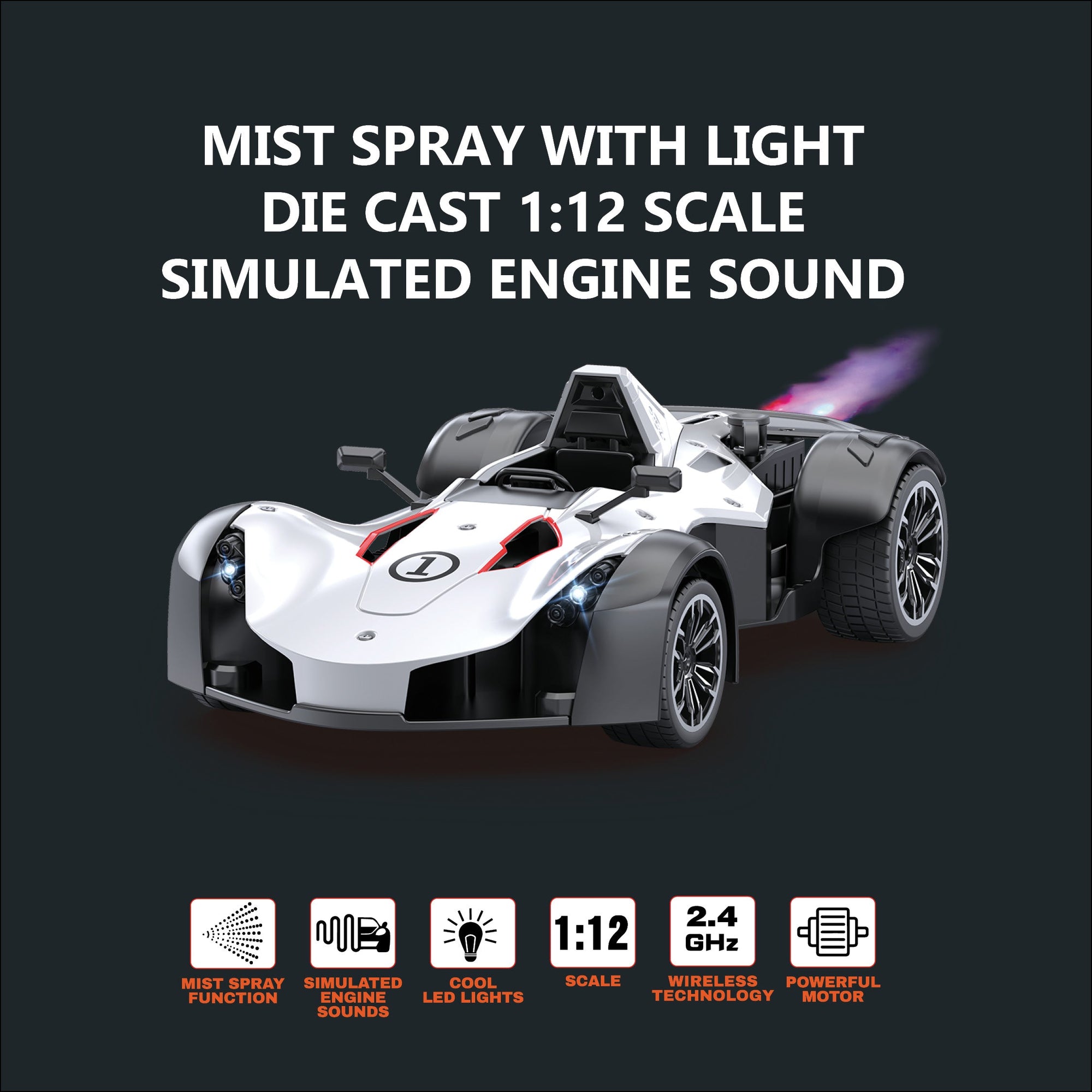 Playzu By Sluban White Color Die-Cast Spray R/C Sports Car || 6years to 8years - Toys4All.in