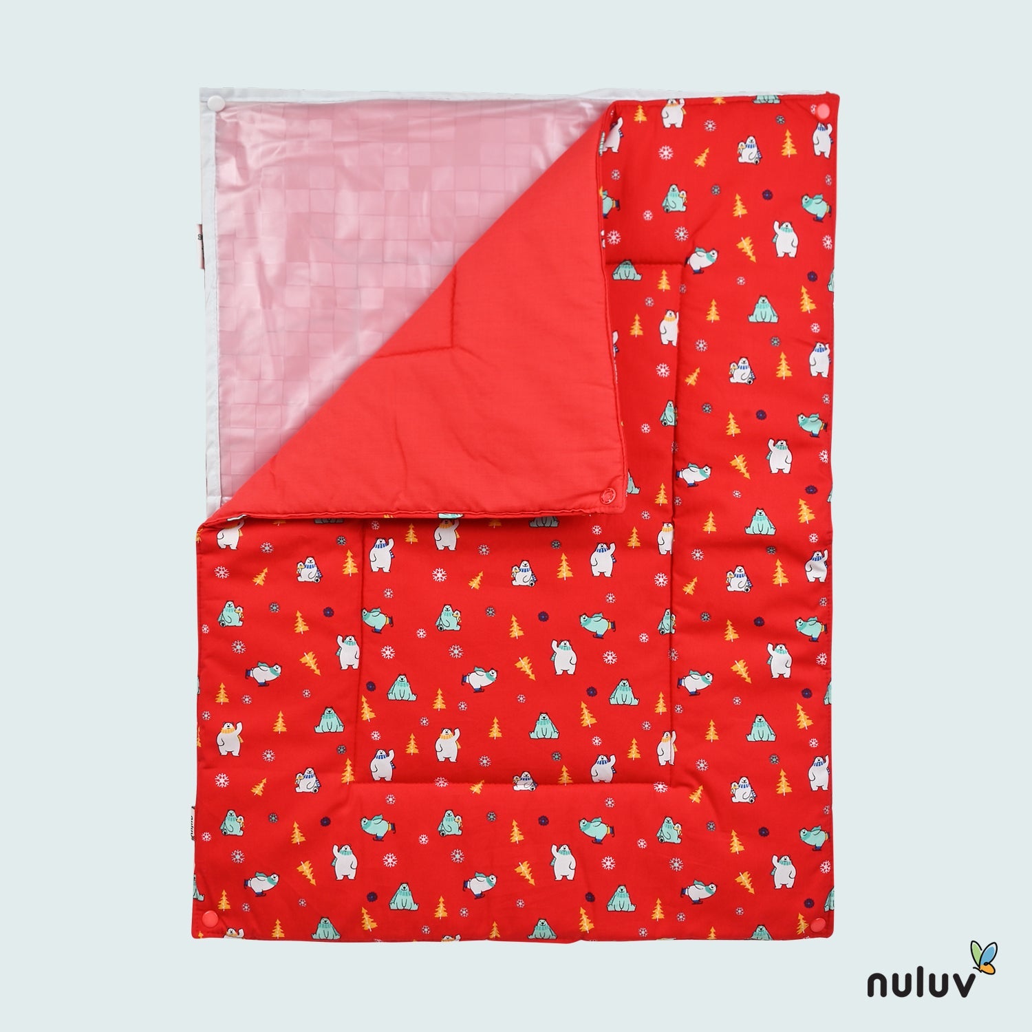 Red Diaper Changing Mat ( plastic base with 3 diaper mats ) 100 % Organic Cotton with Antimicrobial Finish - Toys4All.in