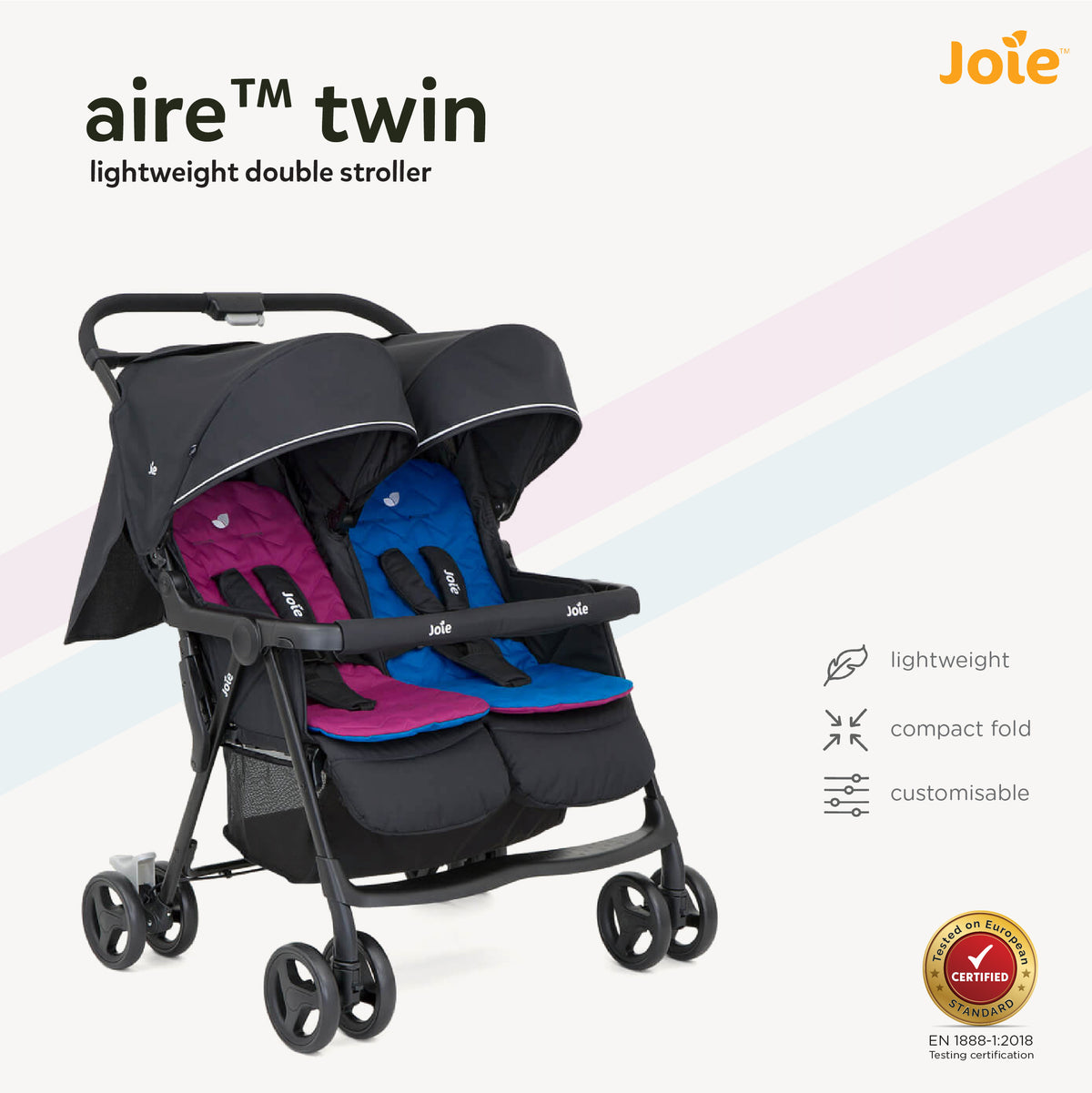 Joie Aire Twin Stroller (Birth to 36 Months) - Open Box