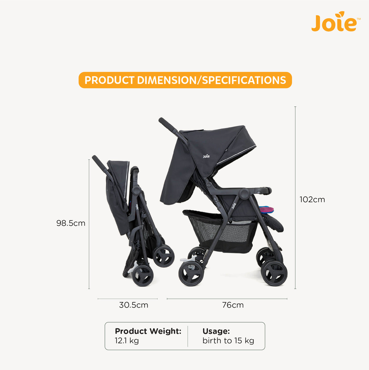 Joie Aire Twin Stroller (Birth to 36 Months) - Open Box
