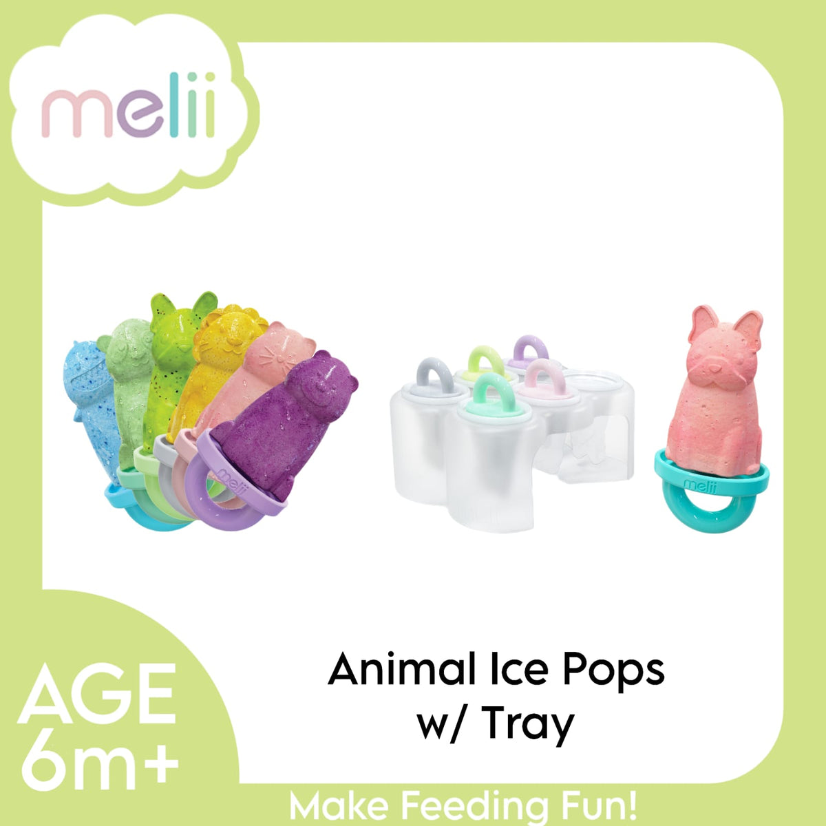 6 Piece Animal Ice Pops with Tray Multicolor - 3 to 6 Years