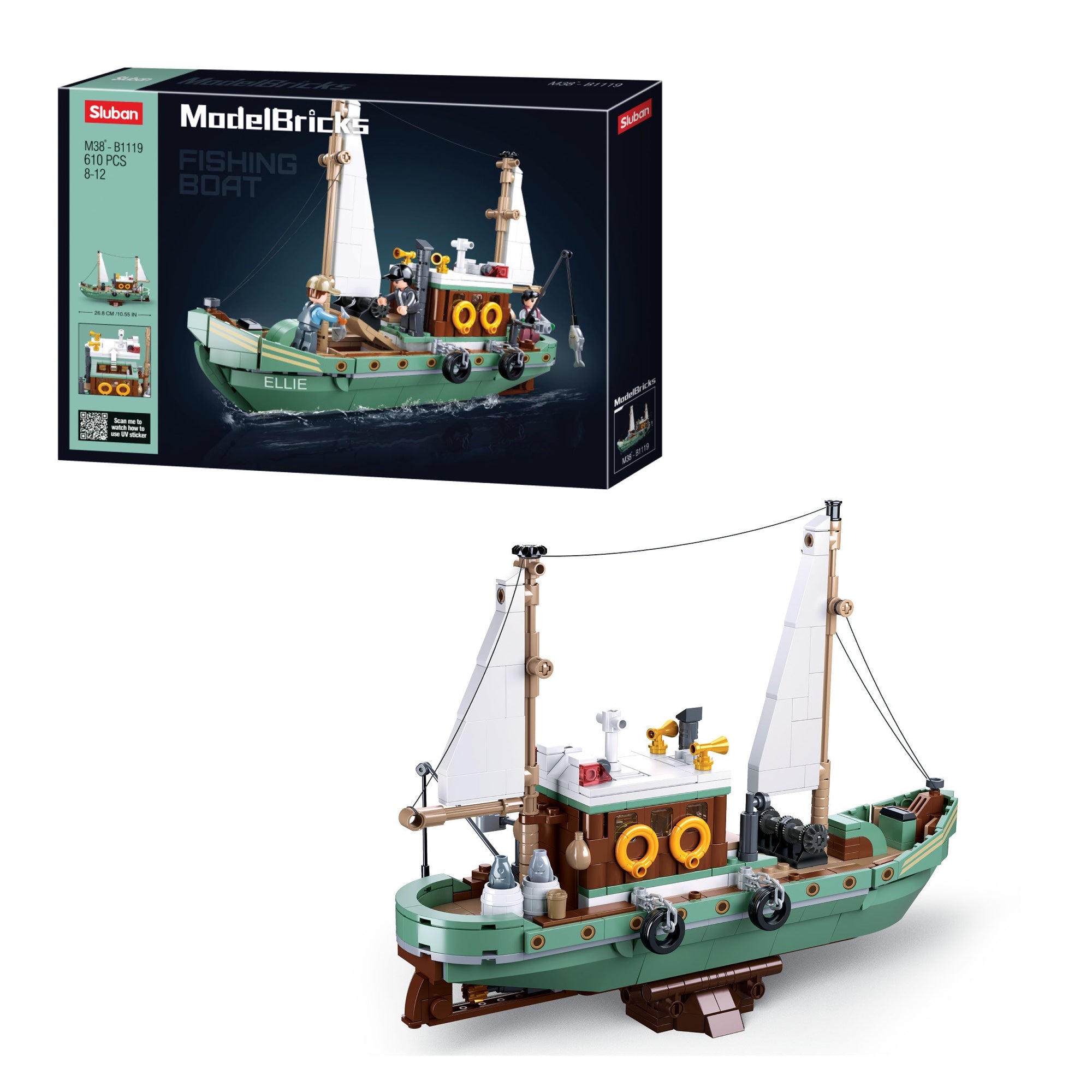 SLUBAN® MODELBRICKS-Fishing-boat Building Blocks Kit || 10years to 16years - Toys4All.in