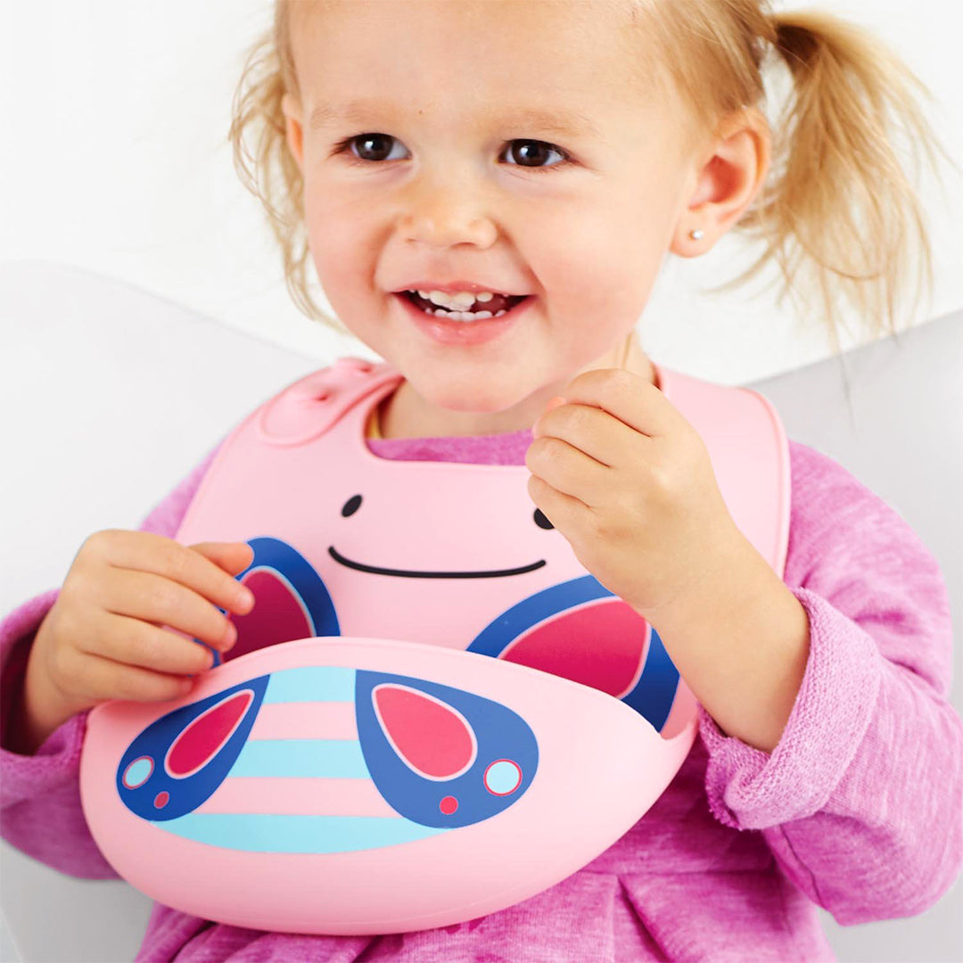 Skip Hop Zoo Fold &amp; Go Silicone Bib Butterfly || 6months to 36months - Toys4All.in