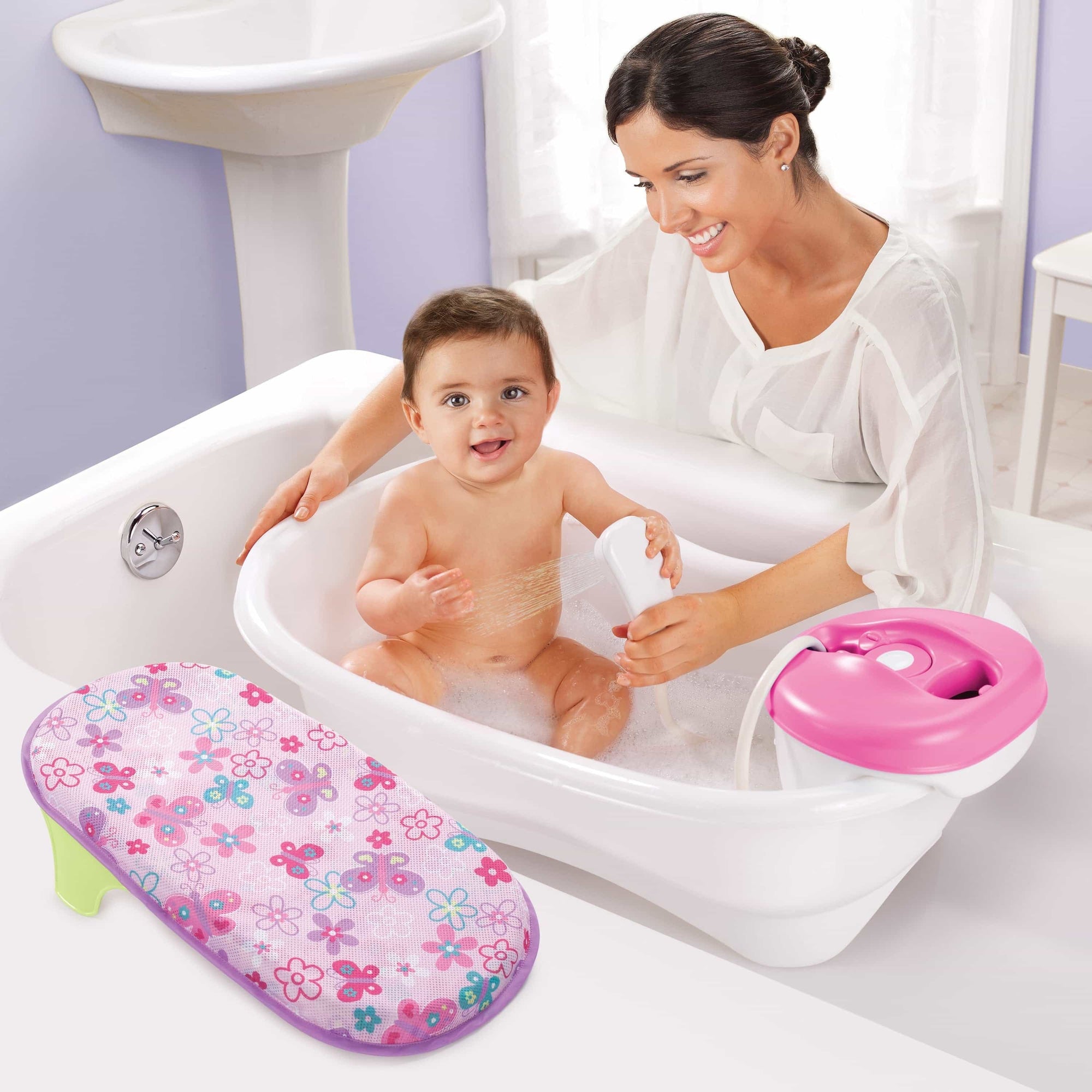 Summer Infant Pink Newborn-To-Toddler Bath Center & Shower || || Birth+ to 12months || Distress Box - Toys4All.in