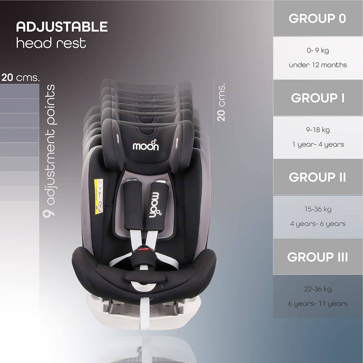 Moon Melhor Baby Seat Black Birth to 12 Years